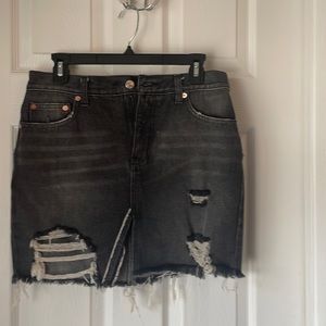 Black denim skirt